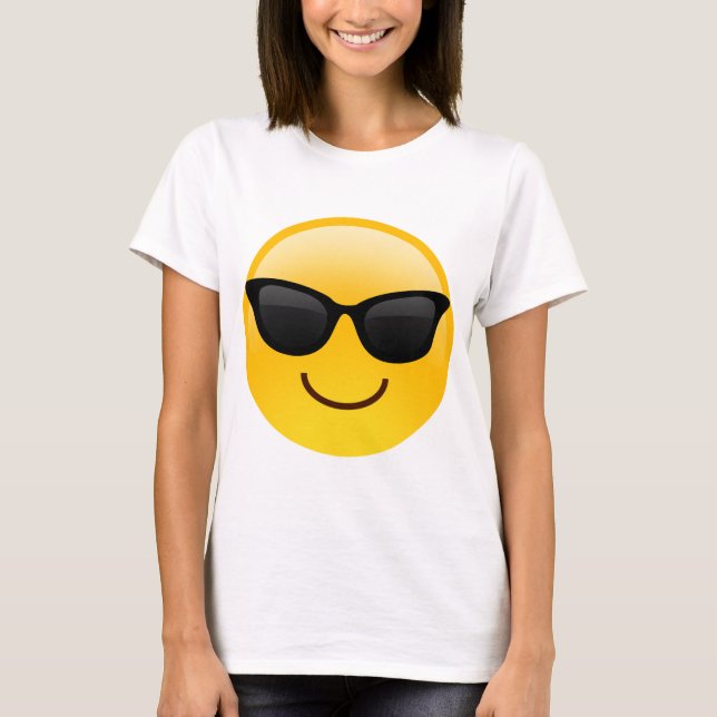 Lächelndes Gesicht mit Sonnenbrillen cooles Emoji T-Shirt (Vorderseite)