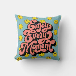 Lächelndes Gesichtsmuster - Niedliches gelbes Läch Kissen