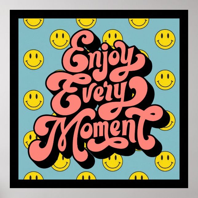 Lächelndes Gesichtsmuster - Niedliches gelbes Läch Poster (Vorne)