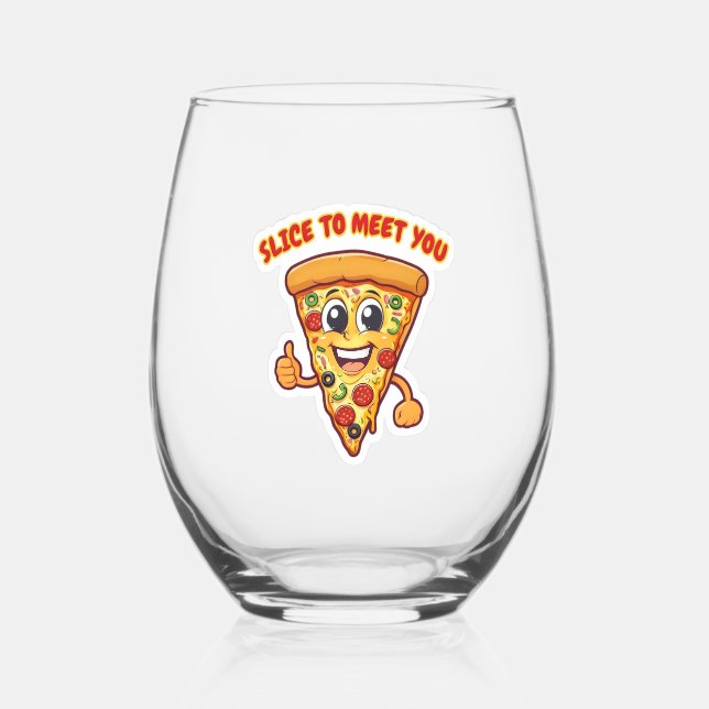Lächelndes Glas mit Pizza. (Vorderseite)