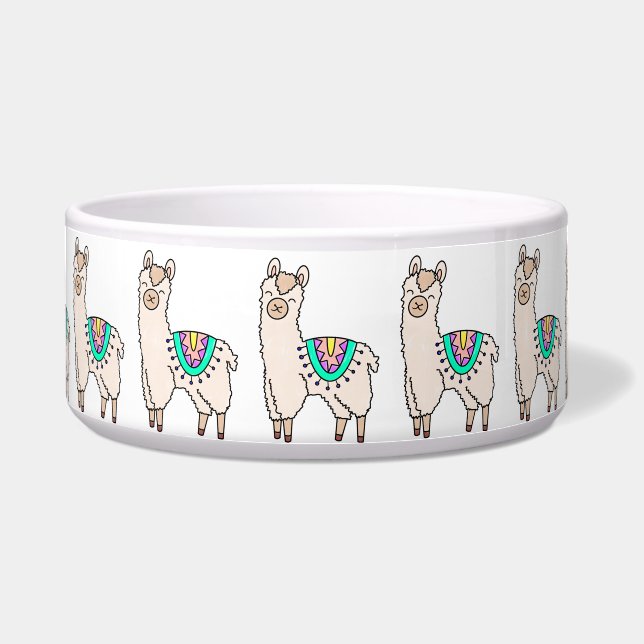 Lächelndes glückliches Alpaka-Cartoon zeichnend Ti Napf (Vorderseite)