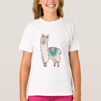 Lächelndes glückliches Alpaka-Cartoon zeichnend Ti T-Shirt