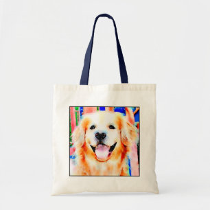 Lächelndes golden retriever-Aquarell-Porträt Tragetasche