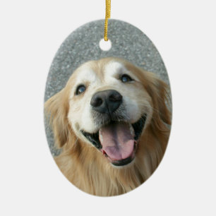 Lächelndes golden retriever keramik ornament