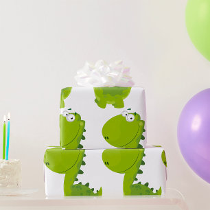 Lächelndes grünes Dino Geschenkpapier