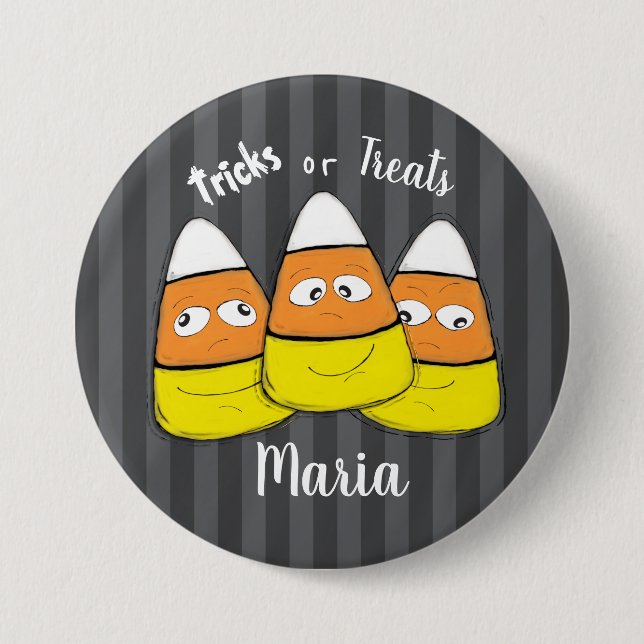 Lächelndes Halloween-Mais, klassischer Rundsticker Button (Vorderseite)