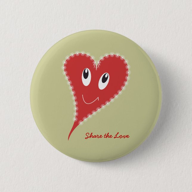 Lächelndes Herz Valentine Button (Vorderseite)