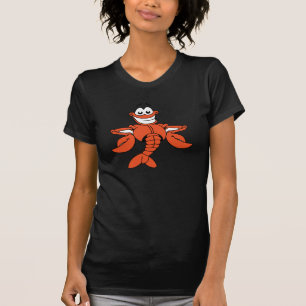 Lächelndes Hummerzeichen des Cartoon T-Shirt
