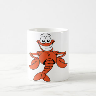Lächelndes Hummerzeichen des Cartoon Tasse