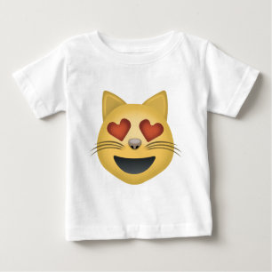 Lächelndes Katzen-Gesicht mit Herz-geformten Augen Baby T-shirt