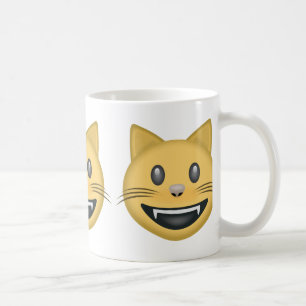Lächelndes Katzen-Gesicht mit offenem Mund Emoji Kaffeetasse
