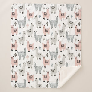 Lächelndes Lama-Muster Sherpadecke