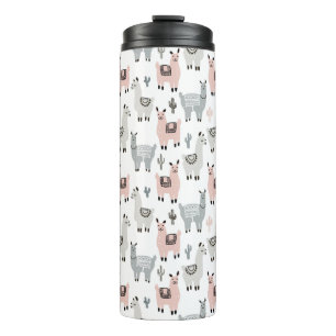 Lächelndes Lama-Muster Thermosbecher