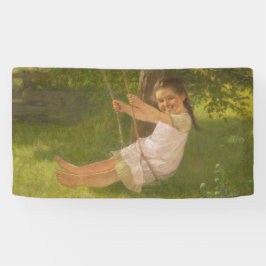 Lächelndes Mädchen auf einer Schaukel (Vintage Kin Banner