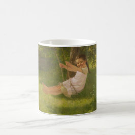 Lächelndes Mädchen auf einer Schaukel (Vintage Kin Kaffeetasse
