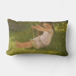 Lächelndes Mädchen auf einer Schaukel (Vintage Kin Lendenkissen