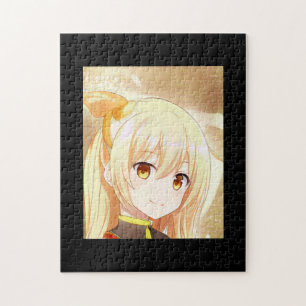 Lächelndes Mädchen mit gelben Augen Anime Manga Puzzle