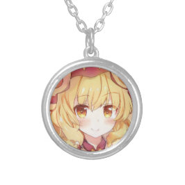 Lächelndes Mädchen mit gelben Augen Anime Manga Versilberte Kette