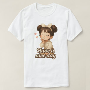 Lächelndes Mädchen mit positiver Botschaft T-Shirt