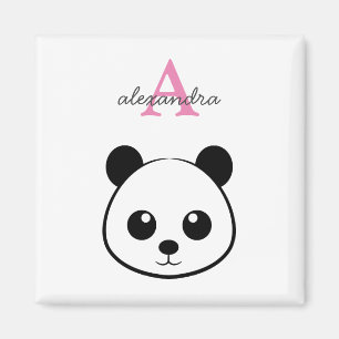 Lächelndes Panda-Gesicht Monogram Magnet