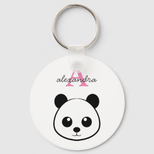 Lächelndes Panda-Gesicht Monogram Schlüsselanhänger