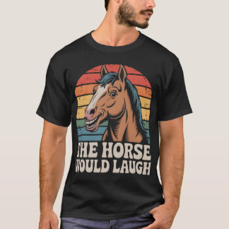 Lächelndes Pferd mit Retro-Hintergrund T-Shirt