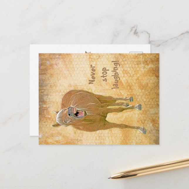 Lächelndes Pferd - Postkarte (Vorderseite/Rückseite Beispiel)