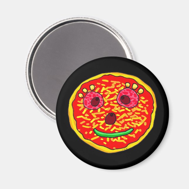 Lächelndes Pizza Face Illustration Design Magnet (Vorderseite/Rückseite)