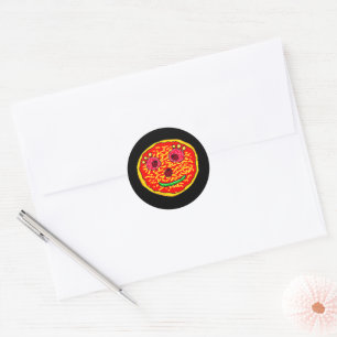 Lächelndes Pizza Face Illustration Design Runder Aufkleber