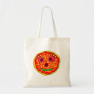 Lächelndes Pizza Face Illustration Design Tragetasche