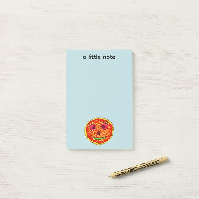 Lächelndes Pizza-Gesicht Illustrationsdesign Post-it Klebezettel (Auf Schreibtisch)