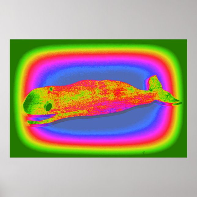 Lächelndes psychedelisches Wal-Poster Poster (Vorne)