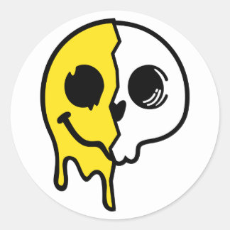 Lächelndes Schädelgesicht Runder Aufkleber