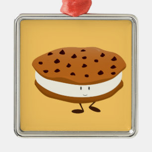 Lächelndes Schokoladensplitterplätzchensandwich Ornament Aus Metall