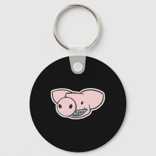 lächelndes Schwein mit Zahnspange Schlüsselanhänger