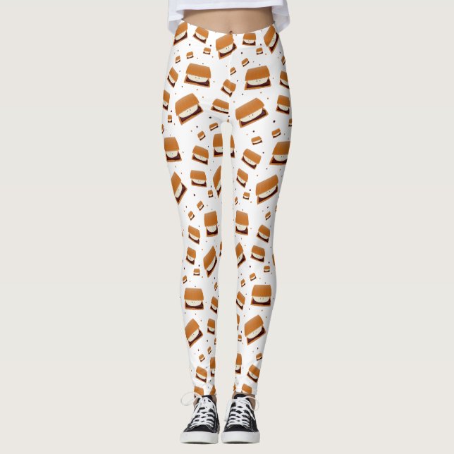 Lächelndes S'mores mit Punkten auf Weiß Leggings (Vorderseite)
