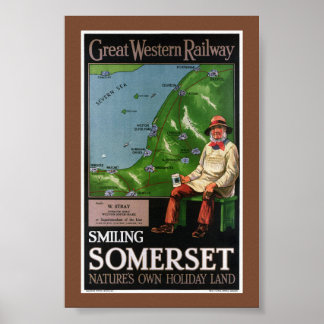Lächelndes Somerset UK Vintage Poster 1940