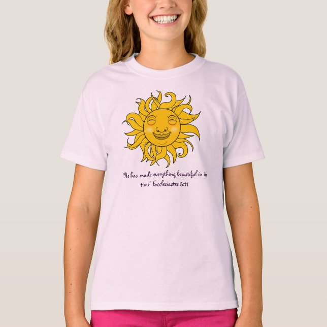 Lächelndes Sonnendesign mit Ecclesiastes-Bibelvers T-Shirt (Vorderseite)