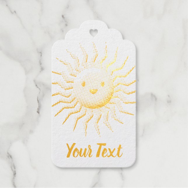 Lächelndes Sonnengesicht mit benutzerdefiniertem T Geschenkanhänger (Vorderseite)