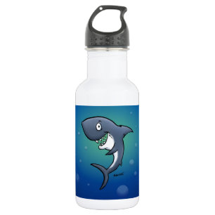 Lächelndes Sonnenhai auf blauem Hintergrund Edelstahlflasche