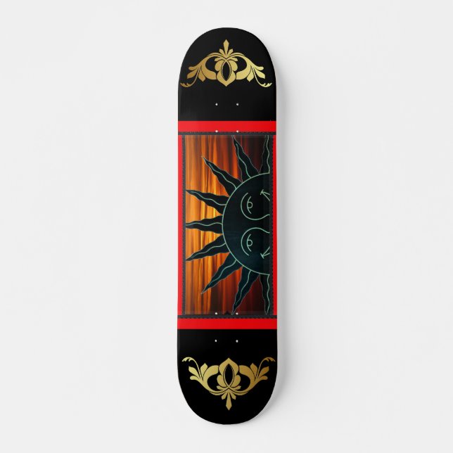 Lächelndes Sonnenskateboard Skateboard (Vorne)