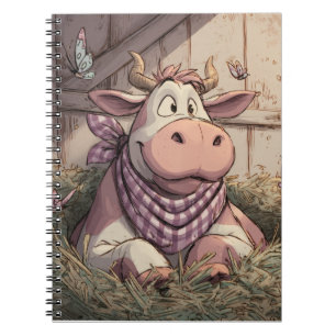 Lächelndes Stall Cow Pastel Farm Notebook Notizblock