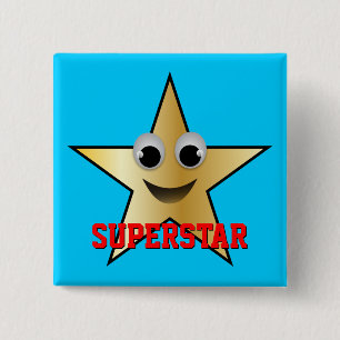 Lächelndes Superstar-Charakter-Gold gefärbt Button