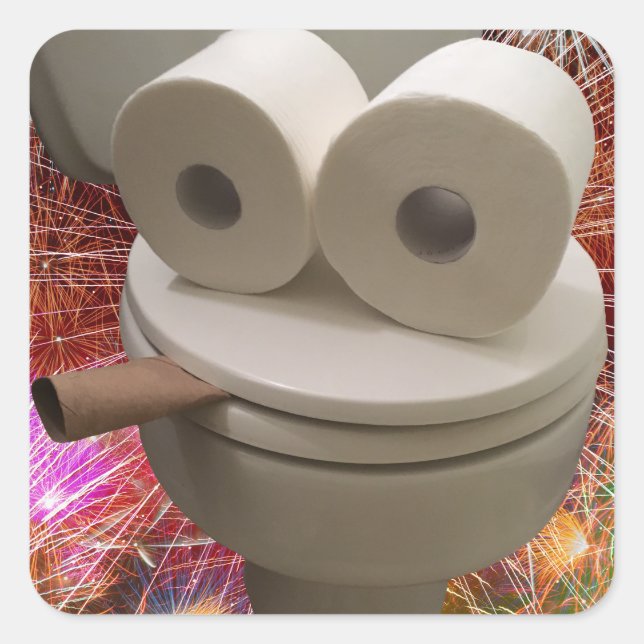 Lächelndes WC-Gesicht Quadratischer Aufkleber (Vorderseite)