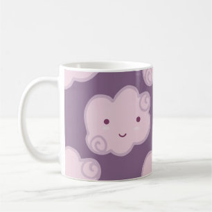 Lächelndes Wolkenmuster auf lila Backgr Kaffeetasse