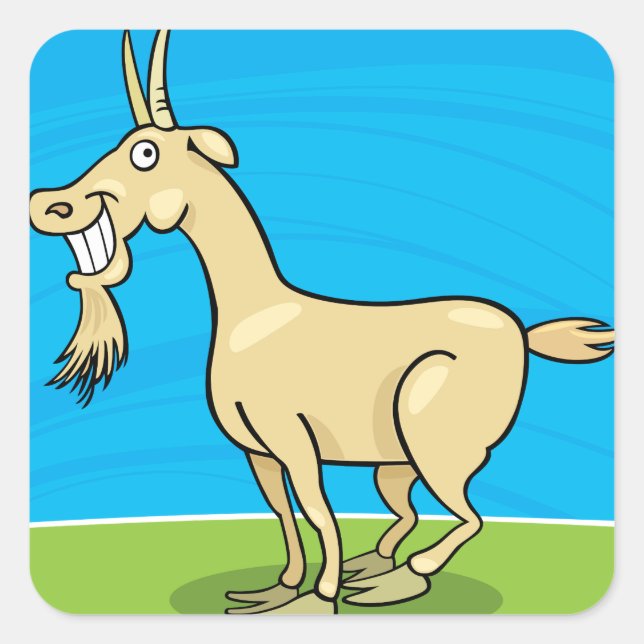 Lächelndes Ziegenvieh Cartoon Quadratischer Aufkleber (Vorderseite)