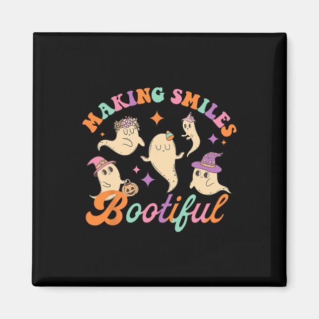 Lächelt Bootiful Funny Ghost Dentist Halloween Den Magnet (Vorne)