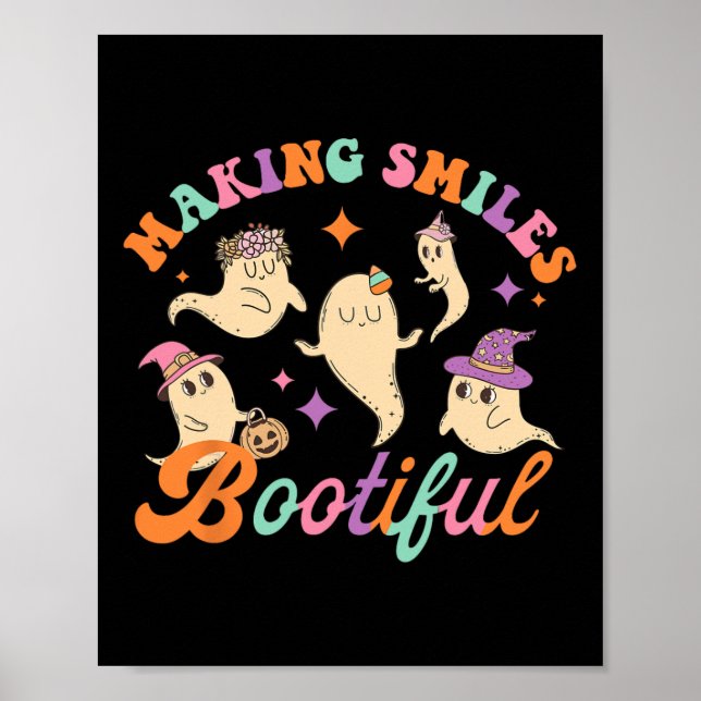 Lächelt Bootiful Funny Ghost Dentist Halloween Den Poster (Vorne)