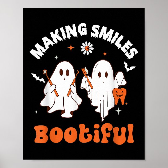 Lächelt Bootiful Funny Ghost Dentist Halloween Den Poster (Vorne)