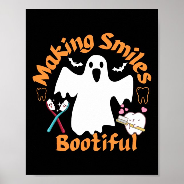 Lächelt Bootiful Funny Ghost Dentist Halloween Den Poster (Vorne)